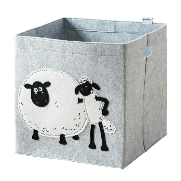 LIFENEY meets Shaun das Schaf Aufbewahrungsbox für Kinder - Filz-Box mit dem kultigen Schaf zum Verstauen von Spielzeug - 33 x 33 x 33 cm passend für klassische Würfelregale