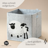 LIFENEY meets Shaun das Schaf Aufbewahrungsbox für Kinder - Filz-Box mit dem kultigen Schaf zum Verstauen von Spielzeug - 33 x 33 x 33 cm passend für klassische Würfelregale