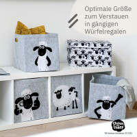 LIFENEY meets Shaun das Schaf Aufbewahrungsbox für Kinder - Filz-Box mit dem kultigen Schaf zum Verstauen von Spielzeug - 33 x 33 x 33 cm passend für klassische Würfelregale