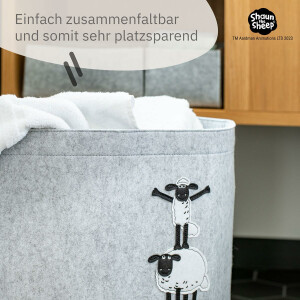 Lifeney meets "Shaun das Schaf" Aufbewahrungskorb zusammenfaltbar für Kinder - Korb zum Verstauen von Spielzeug oder als Wäschekorb - ca. 43,5 x 46 cm