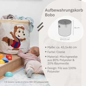 Lifeney meets "Bobo Siebenschläfer" Wäschekorb zusammenfaltbar für Kinder - Box mit verschließbarem Kordelzug zum Verstauen von Spielzeug - ca. 43,5 x 46 cm