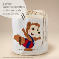 Lifeney meets "Bobo Siebenschläfer" Wäschekorb zusammenfaltbar für Kinder - Box mit verschließbarem Kordelzug zum Verstauen von Spielzeug - ca. 43,5 x 46 cm