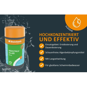 STEINBACH | Wasserpflege Set Classic XL I Pool Chlor Starterset für Einsteiger I Mini-Multitabs, Kristallklar, Dosierschwimmer, Testkit, pH-Senker & Chlorgranulat | Pool-Zubehör-Set für Anfänger
