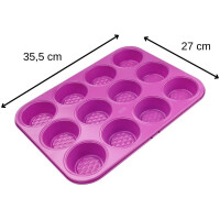 Tasty 12er Muffinform, Pinke Backform mit Diamantstruktur für Muffins & Cupcakes, Rose