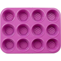 Tasty 12er Muffinform, Pinke Backform mit Diamantstruktur für Muffins & Cupcakes, Rose