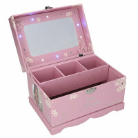 Depesche 13608 TOPModel Viva Violet - Schmuckkästchen in Rosa, mit Model Motiv, Pferd und Licht, Schmuckbox mit Spiegel