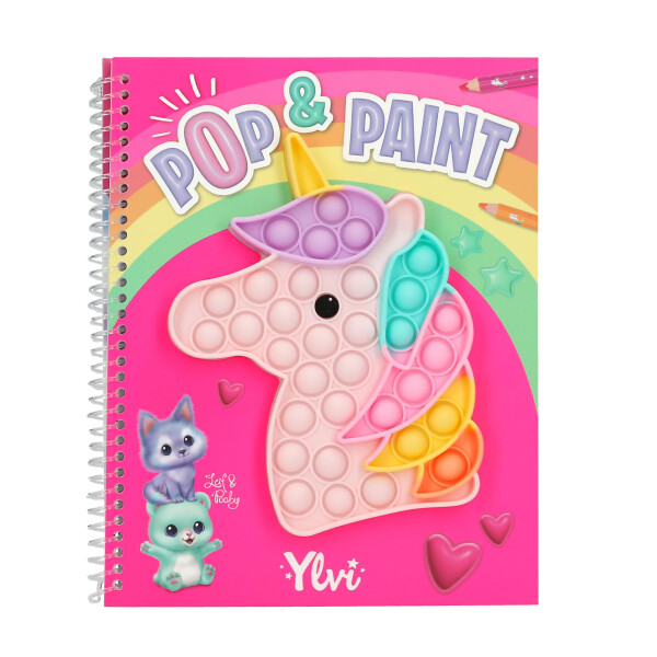 Depesche 13755 Ylvi Pop & Paint - Malbuch mit Buntem Einhorn Plopper-Spielzeug und 36 Ausmalbildern zum Gestalten und Verzieren