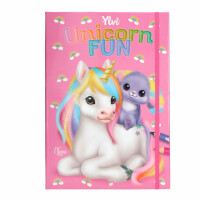 Depesche 13741 Ylvi Unicorn Fun - Malbuch mit 24 figürlich gestanzten Seiten zum Gestalten von Einhorn Motiven, inkl. 3 Stickerbogen