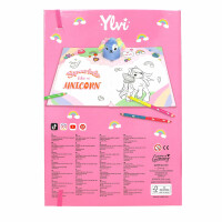 Depesche 13741 Ylvi Unicorn Fun - Malbuch mit 24 figürlich gestanzten Seiten zum Gestalten von Einhorn Motiven, inkl. 3 Stickerbogen