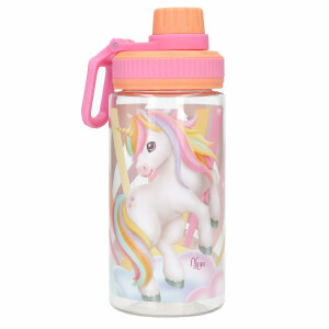Depesche 14146 Ylvi Sugar Pop - Transparente Trinkflasche in Bonbon Farben, mit Einhorn Aufdruck, Trinkverschluss und Griff, Fassungsvermögen ca. 500 ml