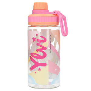 Depesche 14146 Ylvi Sugar Pop - Transparente Trinkflasche in Bonbon Farben, mit Einhorn Aufdruck, Trinkverschluss und Griff, Fassungsvermögen ca. 500 ml