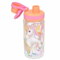 Depesche 14146 Ylvi Sugar Pop - Transparente Trinkflasche in Bonbon Farben, mit Einhorn Aufdruck, Trinkverschluss und Griff, Fassungsvermögen ca. 500 ml