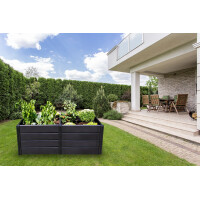 KHW | Hochbeet Demeter XL | 158×82×61 cm Garten Hochbeet | 672L Pflanzvolumen | 100% recycelter Kunststoff | wetterfest & UV-beständig | werkzeuglose Steckmontage | Anthrazit | Made in Germany