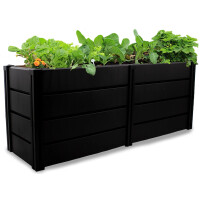 KHW | Hochbeet Demeter XL | 158×82×61 cm Garten Hochbeet | 672L Pflanzvolumen | 100% recycelter Kunststoff | wetterfest & UV-beständig | werkzeuglose Steckmontage | Anthrazit | Made in Germany