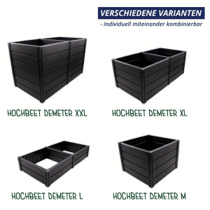 KHW Hochbeet Demeter M | 82×82×61 cm Garten Hochbeet | 336L Pflanzvolumen | 100% recycelter Kunststoff | wetterfest & UV-beständig | werkzeuglose Steckmontage | Anthrazit | Made in Germany