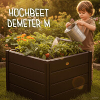 KHW Hochbeet Demeter M | 82×82×61 cm Garten Hochbeet | 336L Pflanzvolumen | 100% recycelter Kunststoff | wetterfest & UV-beständig | werkzeuglose Steckmontage | Anthrazit | Made in Germany