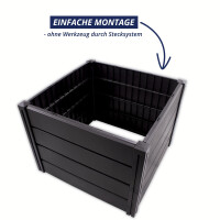 KHW Hochbeet Demeter M | 82×82×61 cm Garten Hochbeet | 336L Pflanzvolumen | 100% recycelter Kunststoff | wetterfest & UV-beständig | werkzeuglose Steckmontage | Anthrazit | Made in Germany