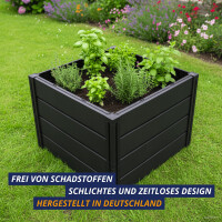 KHW Hochbeet Demeter M | 82×82×61 cm Garten Hochbeet | 336L Pflanzvolumen | 100% recycelter Kunststoff | wetterfest & UV-beständig | werkzeuglose Steckmontage | Anthrazit | Made in Germany