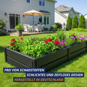 KHW Hochbeet Demeter L | 158×82×31 cm Garten Hochbeet | 336L Pflanzvolumen | 100% recycelter Kunststoff | wetterfest & UV-beständig | werkzeuglose Steckmontage | Anthrazit | Made in Germany