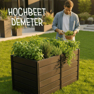 KHW Hochbeet Demeter XXL | 158×82×92 cm Garten Hochbeet | 1008L Pflanzvolumen | 100% recycelter Kunststoff | wetterfest & UV-beständig | werkzeuglose Steckmontage | Anthrazit | Made in Germany