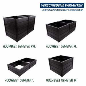 KHW Hochbeet Demeter XXL | 158×82×92 cm Garten Hochbeet | 1008L Pflanzvolumen | 100% recycelter Kunststoff | wetterfest & UV-beständig | werkzeuglose Steckmontage | Anthrazit | Made in Germany