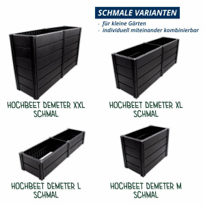 KHW Hochbeet Demeter XXL | 158×82×92 cm Garten Hochbeet | 1008L Pflanzvolumen | 100% recycelter Kunststoff | wetterfest & UV-beständig | werkzeuglose Steckmontage | Anthrazit | Made in Germany