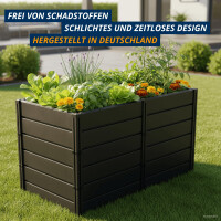 KHW Hochbeet Demeter XXL | 158×82×92 cm Garten Hochbeet | 1008L Pflanzvolumen | 100% recycelter Kunststoff | wetterfest & UV-beständig | werkzeuglose Steckmontage | Anthrazit | Made in Germany