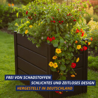 KHW Hochbeet Demeter M Schmal | 82×44×61 cm Garten Hochbeet | 196L Pflanzvolumen | 100% recycelter Kunststoff | wetterfest & UV-beständig | werkzeuglose Steckmontage | Anthrazit | Made in Germany