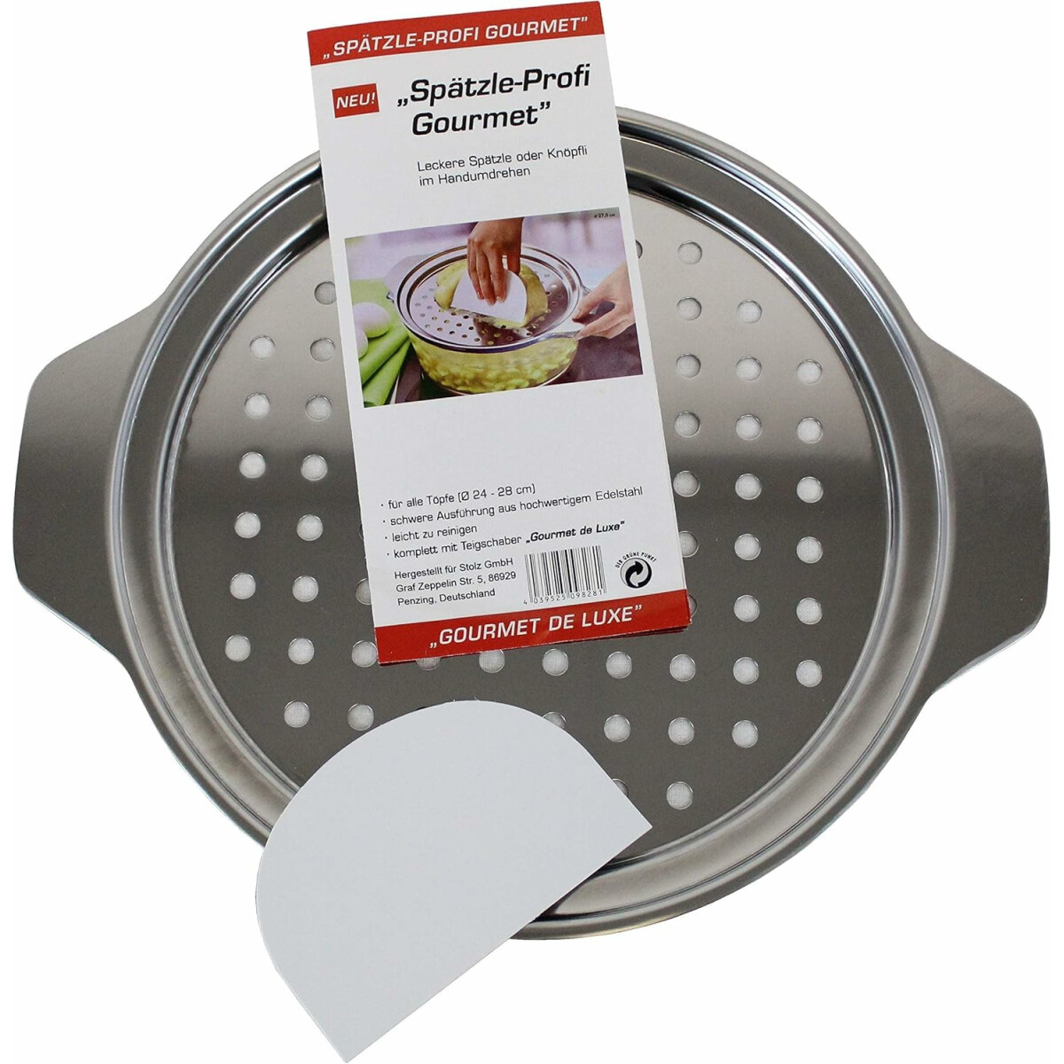 Neustanlo Spätzlesieb Edelstahl mit Schaber | Spät