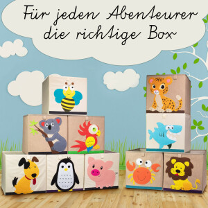 LIFENEY Aufbewahrungsbox mit Igel Motiv I Spielzeugbox mit Tiermotiv passend für Würfelregale I Ordnungsbox für das Kinderzimmer I Aufbewahrungskorb Kinder