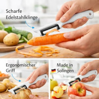 Neustanlo Sparschäler 1 Stück Weiß | Küchenhelfer zum Schälen von Obst und Gemüse | handlicher Gemüseschäler | platzsparend | für Küche und Haushalt
