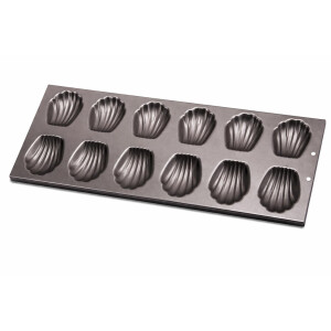 NEUSTANLO Backform Muschel 12er | Madeleine Backblech Antihaft | Muschelform Kuchenform | Metall Backform für Madeleines, Desserts & Gebäck | gleichmäßige Hitzeverteilung