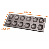 NEUSTANLO Backform Muschel 12er | Madeleine Backblech Antihaft | Muschelform Kuchenform | Metall Backform für Madeleines, Desserts & Gebäck | gleichmäßige Hitzeverteilung