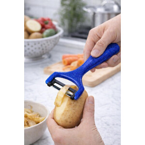 Neustanlo Sparschäler Blau | ergonomischer Gemüseschäler in Y-Form | präzises Schälen von Obst & Gemüse | handlich leicht | Küchenhelfer für Kartoffeln Karotten Gurken