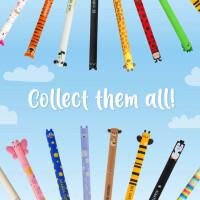 LEGAMI - Set aus 7 radierbaren Gelstiften mit wärmeempfindlicher Tinte, in verschiedenen Farben Marienkäfer, Lama, Bunny, Hai, Giraffe, Monster und Teddy 0,7 mm Spitze
