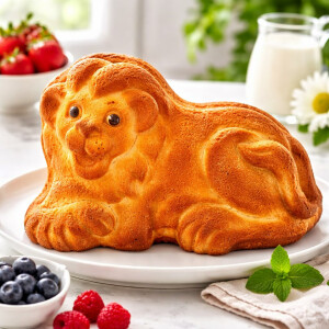 NEUSTANLO Backform Löwe | Metall Kuchenform Tiermotiv | antihaftbeschichtet & hitzebeständig | stabile Form | ideal für Kindergeburtstag, Kuchen & Desserts