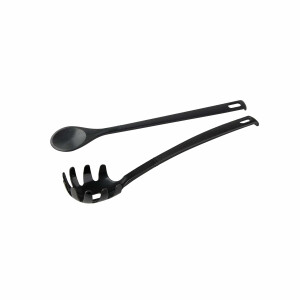 Fackelmann Nero Küchenhelfer-Set | 3-teilig mit Spitzlöffel 30 cm Kochlöffel 31 cm Spaghettilöffel 30 cm | hitzebeständig spülmaschinengeeignet | für beschichtetes Kochgeschirr | Made in Germany