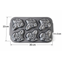 NEUSTANLO Backform Hase 6-Fach | Hasenform zum Backen | Oster Backform für Kuchen Muffins Desserts und Snacks | Mehrfachform für süße und herzhafte Kreationen