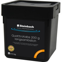 Steinbach Pool Professional Quattrotabs Premium 200 g | 5 kg Chlortabletten 2-Phasen | Pool Desinfektion gegen Algen Viren Pilze | pH-neutral | rückstandsfrei | für Dauer- & Schockchlorung
