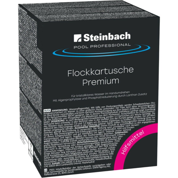Steinbach Flockkartusche Premium 8 x 125 g Poolchemie, weiß, 9.6 x 9.6 x 20.05 cm