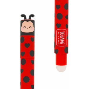 LEGAMI - Set mit 2 Gel-Radierstiften, Motive Ladybug und Biene, Kugel am Ende zum Entfernen der Tinte, Schwarz, und Rot, Temperaturempfindlich, Spitzendurchmesser 0,7 mm (Summer Vibes)