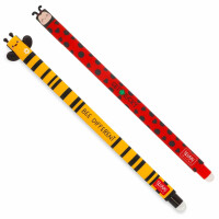 LEGAMI - Set mit 2 Gel-Radierstiften, Motive Ladybug und Biene, Kugel am Ende zum Entfernen der Tinte, Schwarz, und Rot, Temperaturempfindlich, Spitzendurchmesser 0,7 mm (Summer Vibes)