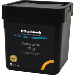 Steinbach Pool Professional Chlortabs 20 g 5 kg | schnell lösliche Chlor Tabletten für Poolpflege | gegen Algen, Pilze & Viren | pH-neutral | für Erst- & Dauerdosierung