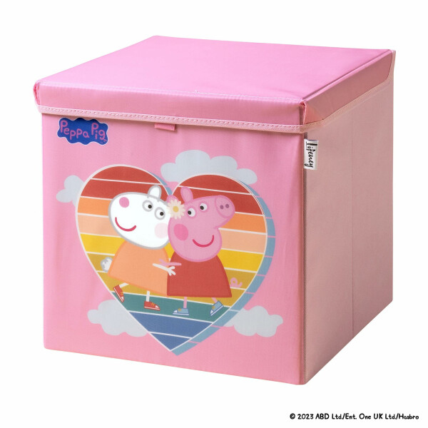 LIFENEY meets Peppa Wutz Aufbewahrungsbox mit Deckel für Kinder - Box mit Peppa Pig Motiv zur Aufbewahrung von Spielzeug - 33 x 33 x 33 cm passend für klassische Würfelregale