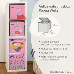 LIFENEY meets Peppa Wutz Aufbewahrungsbox mit Deckel für Kinder - Box mit Peppa Pig Motiv zur Aufbewahrung von Spielzeug - 33 x 33 x 33 cm passend für klassische Würfelregale