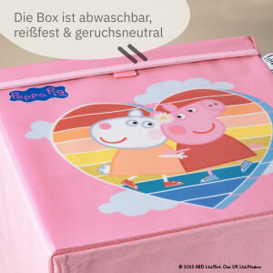 LIFENEY meets Peppa Wutz Aufbewahrungsbox mit Deckel für Kinder - Box mit Peppa Pig Motiv zur Aufbewahrung von Spielzeug - 33 x 33 x 33 cm passend für klassische Würfelregale