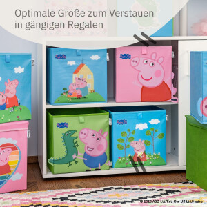 LIFENEY meets Peppa Wutz Aufbewahrungsbox mit Deckel für Kinder - Box mit Peppa Pig Motiv zur Aufbewahrung von Spielzeug - 33 x 33 x 33 cm passend für klassische Würfelregale