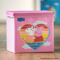 LIFENEY meets Peppa Wutz Aufbewahrungsbox mit Deckel für Kinder - Box mit Peppa Pig Motiv zur Aufbewahrung von Spielzeug - 33 x 33 x 33 cm passend für klassische Würfelregale