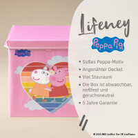 LIFENEY meets Peppa Wutz Aufbewahrungsbox mit Deckel für Kinder - Box mit Peppa Pig Motiv zur Aufbewahrung von Spielzeug - 33 x 33 x 33 cm passend für klassische Würfelregale