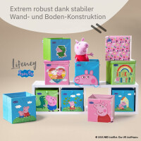 LIFENEY meets Peppa Wutz Aufbewahrungsbox mit Deckel für Kinder - Box mit Peppa Pig Motiv zur Aufbewahrung von Spielzeug - 33 x 33 x 33 cm passend für klassische Würfelregale